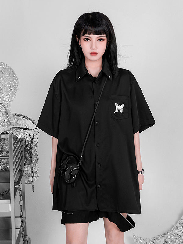 Original Butterfly Embroidery Shirt Blouse Tops