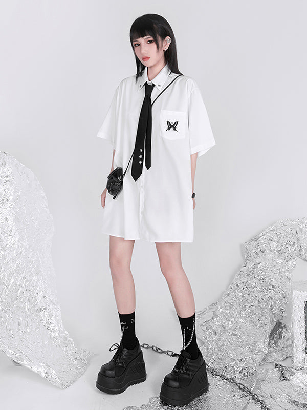 Original Butterfly Embroidery Shirt Blouse Tops