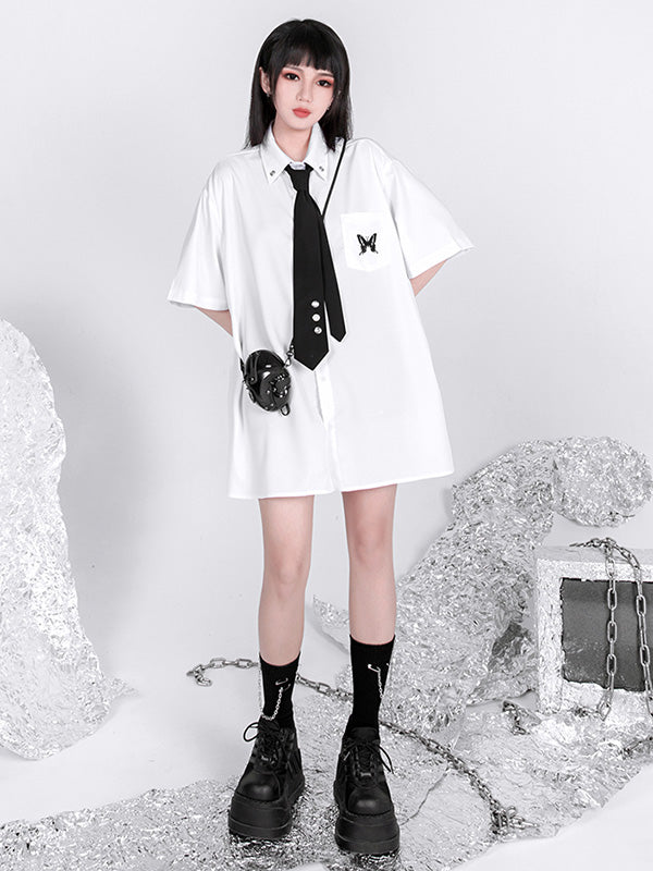 Original Butterfly Embroidery Shirt Blouse Tops