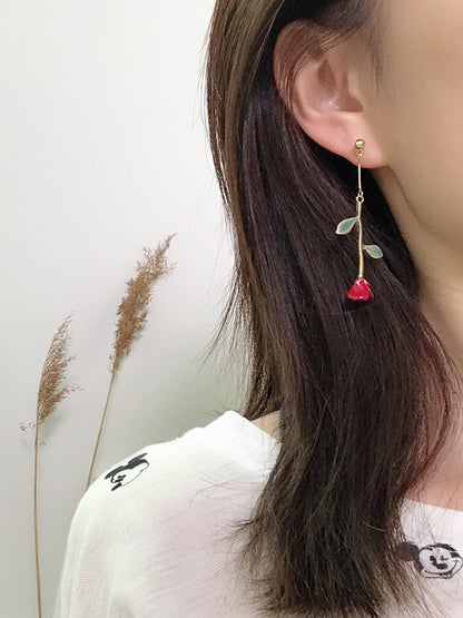 Artistic Retro Asymmetric Rose Earrings