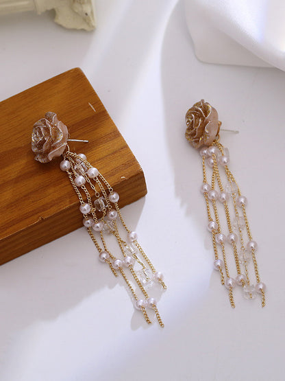 Fashion Floral Tasseled Long Earrings
