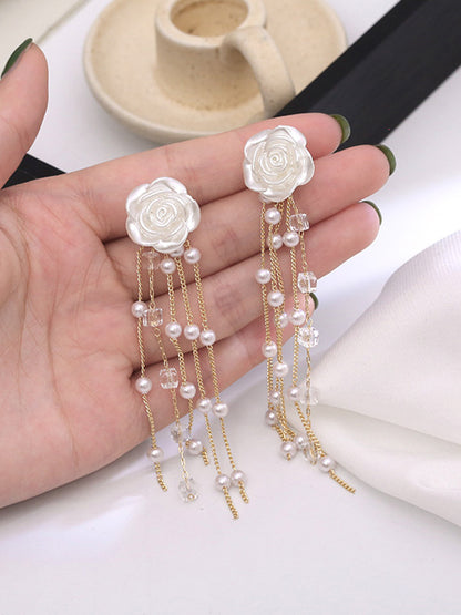 Fashion Floral Tasseled Long Earrings