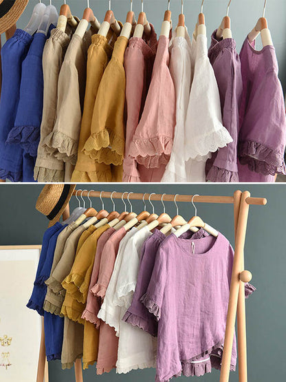 Original Solid T-Shirt & Wide Leg Shorts Suit