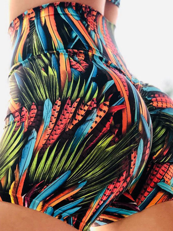 Sexy Wrap Printed High-Waisted Sports Shorts