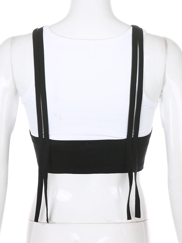 Wrap Contrast Color False Two Tanks