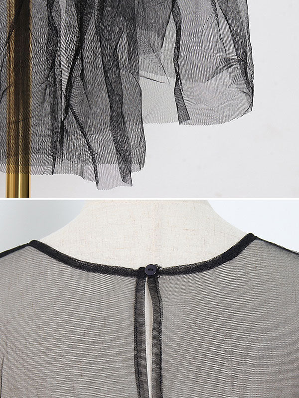 Original Split-Joint See-Through Solid Gauze Dress