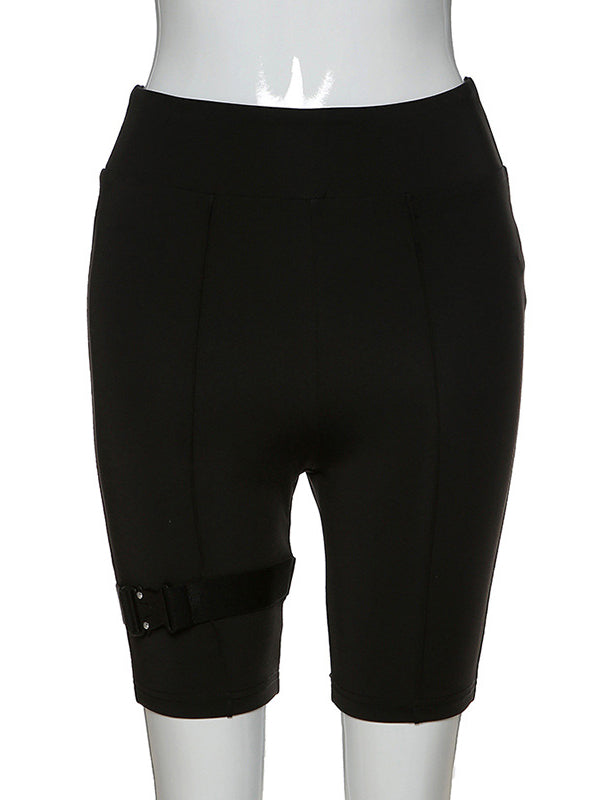 Casual Solid Color High-Waisted Shorts