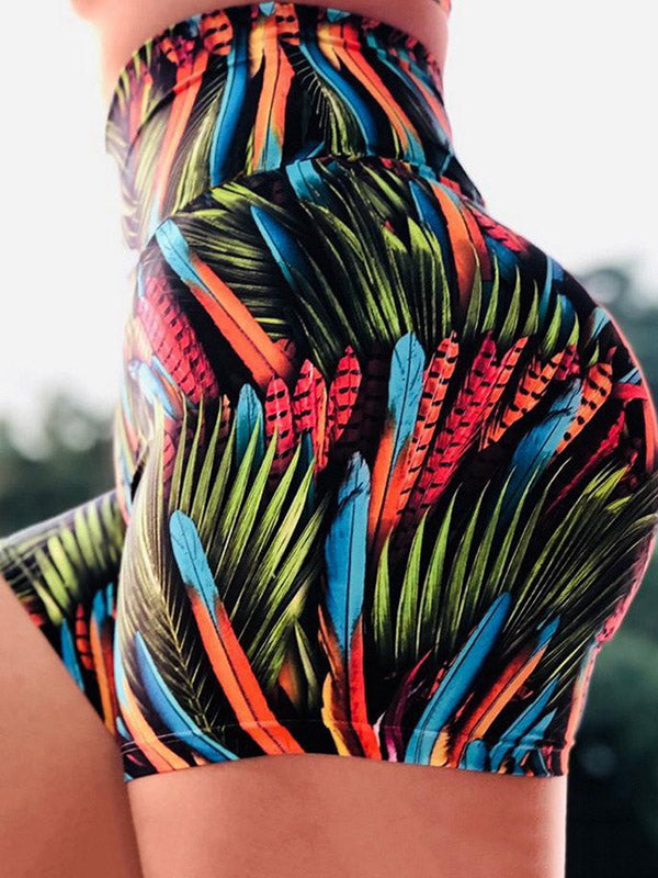 Sexy Wrap Printed High-Waisted Sports Shorts