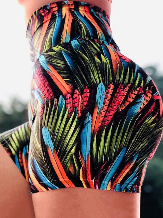 Sexy Wrap Printed High-Waisted Sports Shorts