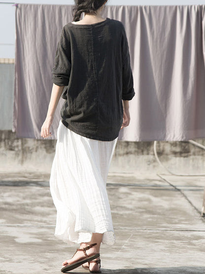 Artistic Retro Pleats Solid Skirt