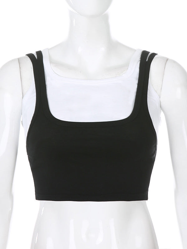 Wrap Contrast Color False Two Tanks