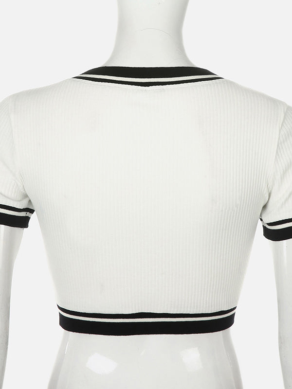 Sexy V-Neck Exposed Navel Tees