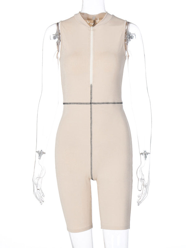 Sexy Wrap Solid Color Sleeveless Rompers