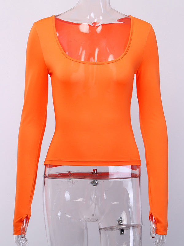 Fluorescent Long Sleeves Wrap Tees