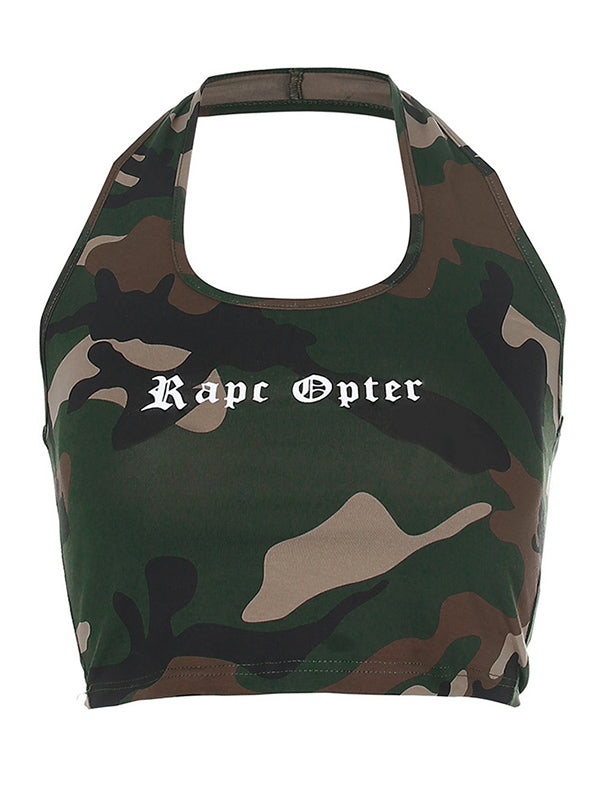 Camouflage Halterneck Tank&Shorts Suits