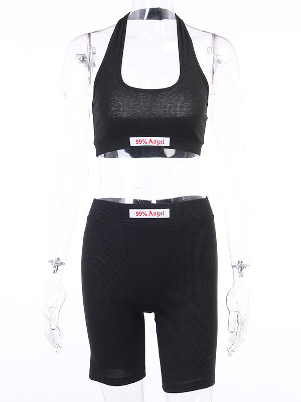 Sexy Solid Color Wrap Three-Piece Set Sports Suits