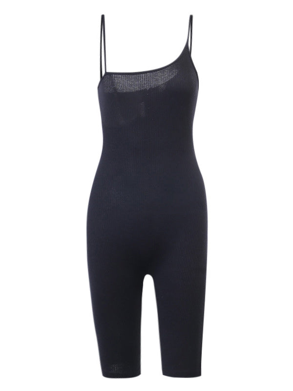 Solid Color Wrap Spaghetti-Neck Rompers