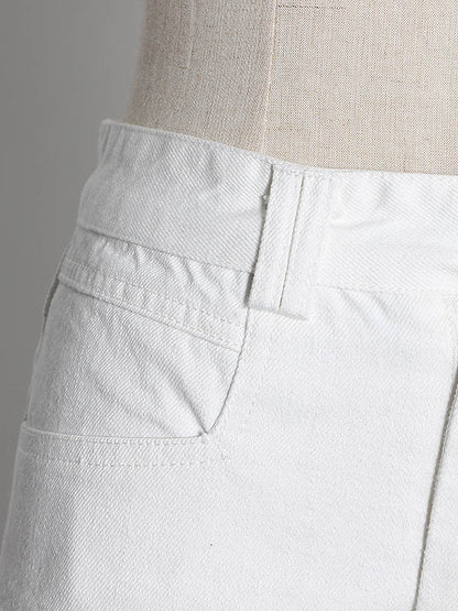 Original Solid Fringed Denim Shorts