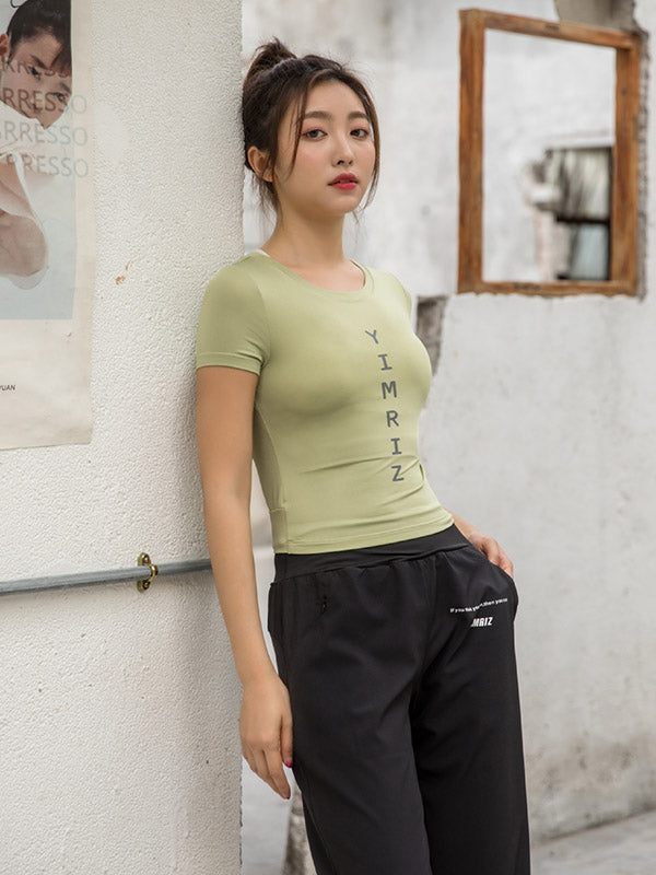 Wrap Printed Letters Quick Dry Sports Tees