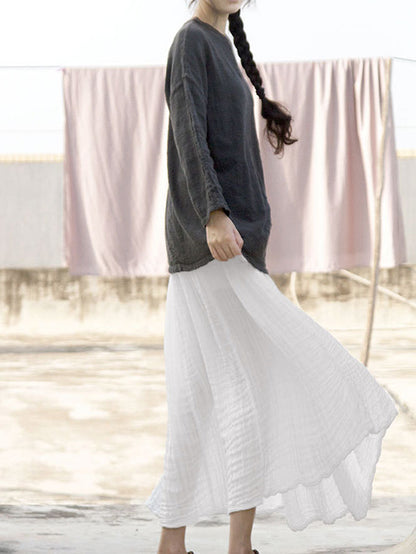 Artistic Retro Pleats Solid Skirt