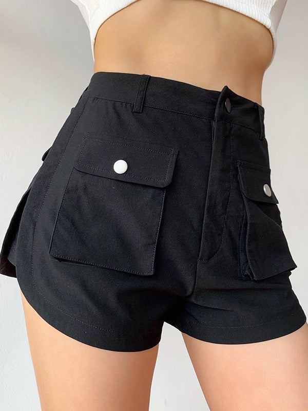 Loose Solid Color Pockets Shorts