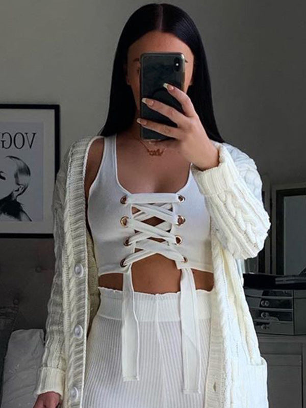 Solid Color Wrap Bandage Exposed Navel Tanks