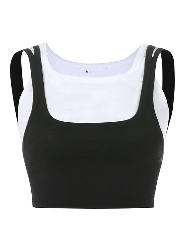 Wrap Contrast Color False Two Tanks