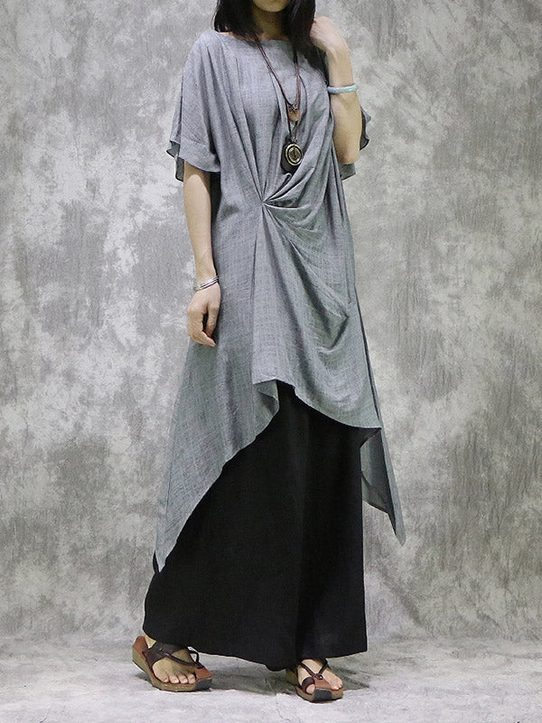 Original Solid Irregularity Pleats Dress