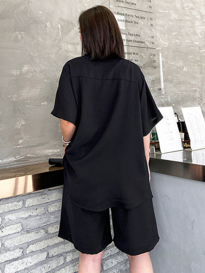 Original Solid T-Shirt&Wide Leg Shorts Suit