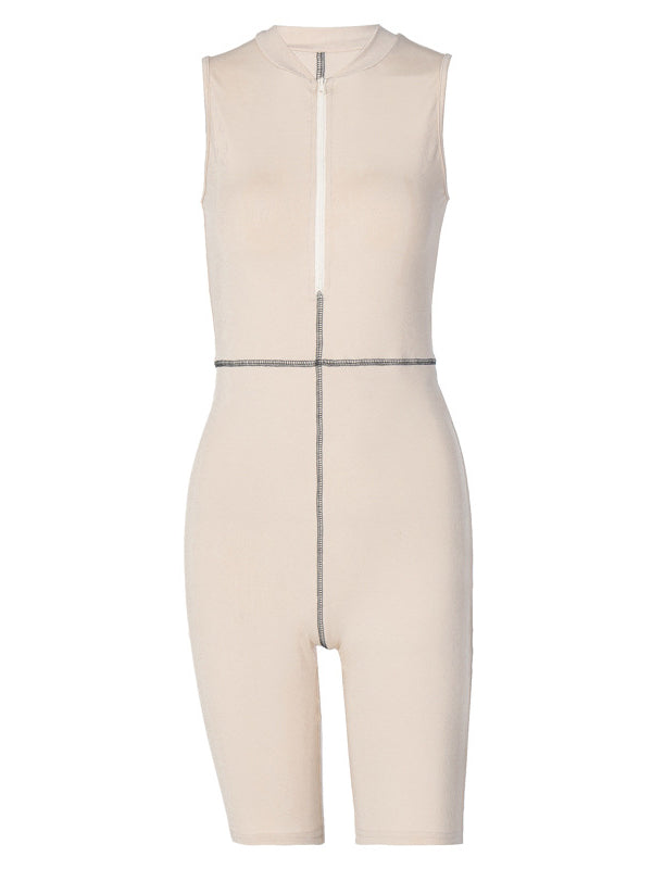 Sexy Wrap Solid Color Sleeveless Rompers