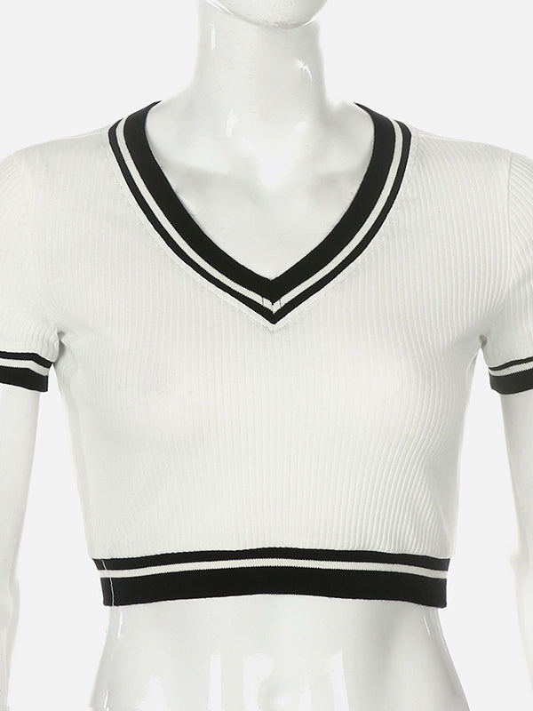 Sexy V-Neck Exposed Navel Tees