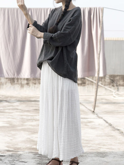 Artistic Retro Pleats Solid Skirt