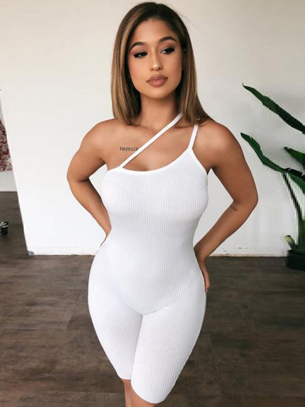 Solid Color Wrap Spaghetti-Neck Rompers