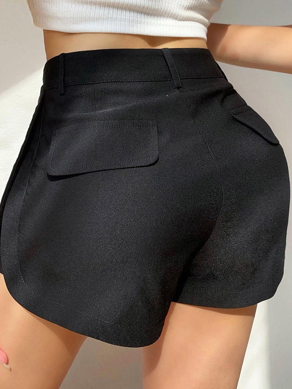 Loose Solid Color Pockets Shorts