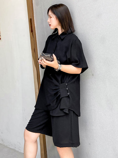 Original Solid T-Shirt&Wide Leg Shorts Suit