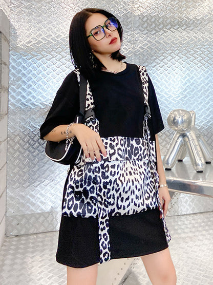 Original False Two Split-Joint Leopard Dress
