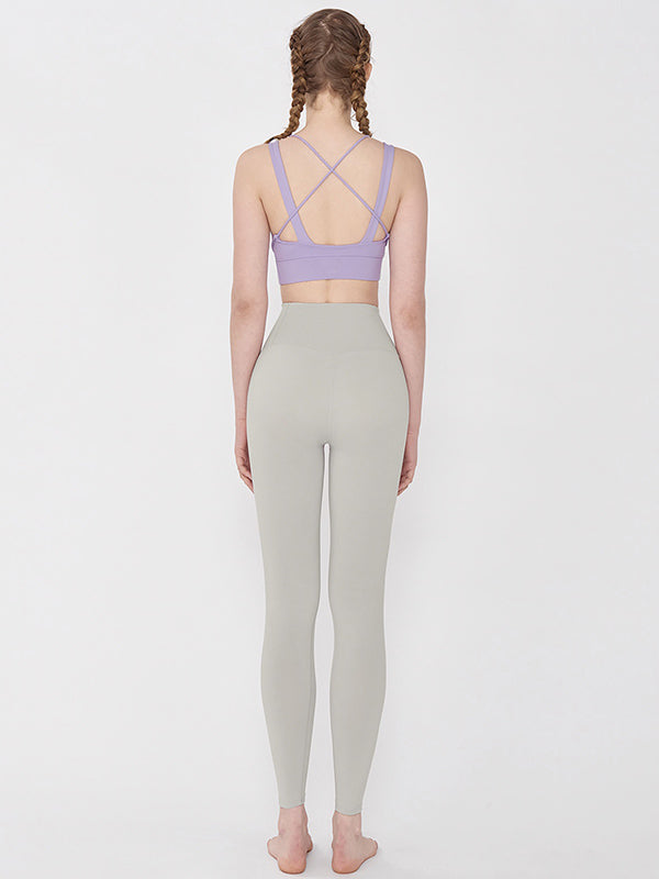 Solid Color Wrap Back Cross Sports Bra