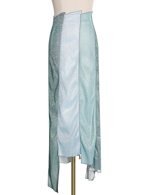 Original Irregularity Split-Joint Color-Block Skirt