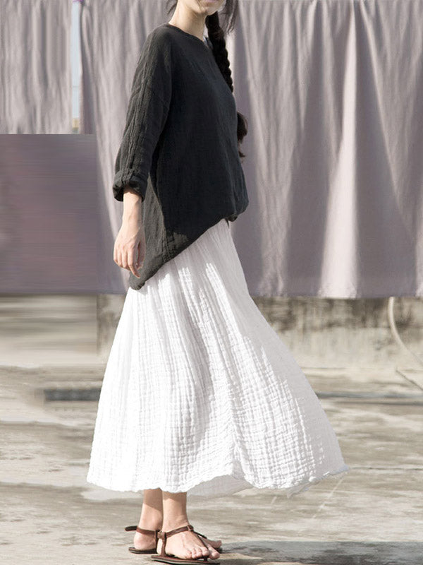 Artistic Retro Pleats Solid Skirt