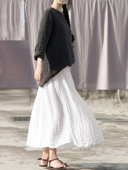 Artistic Retro Pleats Solid Skirt