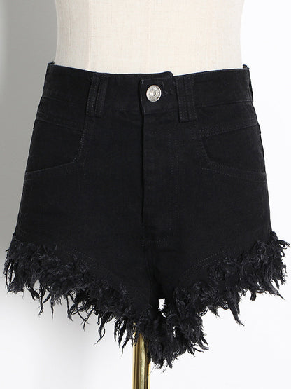 Original Solid Fringed Denim Shorts