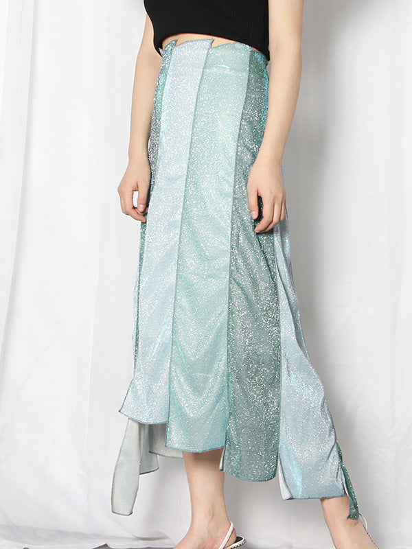 Original Irregularity Split-Joint Color-Block Skirt
