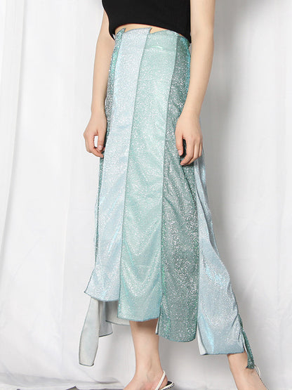 Original Irregularity Split-Joint Color-Block Skirt