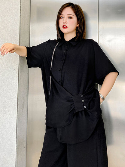 Original Solid T-Shirt&Wide Leg Shorts Suit