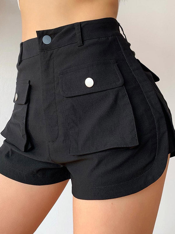 Loose Solid Color Pockets Shorts