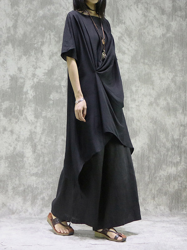 Original Solid Irregularity Pleats Dress