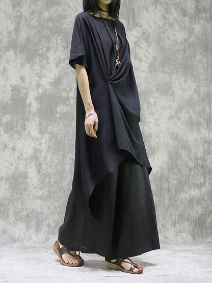 Original Solid Irregularity Pleats Dress
