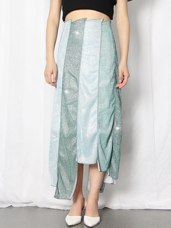 Original Irregularity Split-Joint Color-Block Skirt