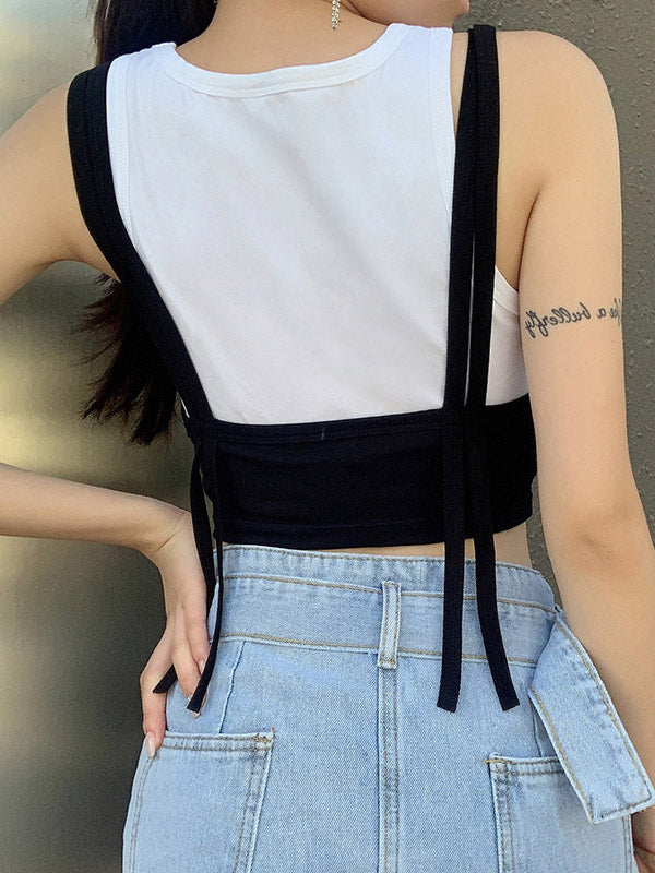 Wrap Contrast Color False Two Tanks