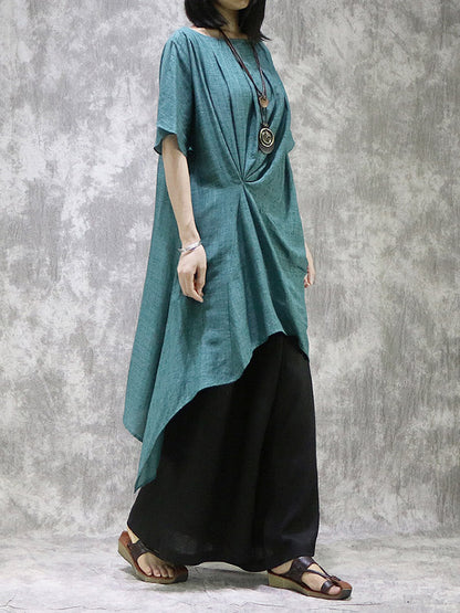 Original Solid Irregularity Pleats Dress